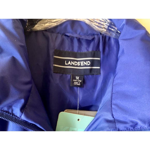 NWT Land’s End Puffer HyperDry Down Blue Jacket 1X 16/18 - Picture 3 of 10